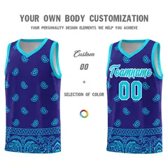 Royal Bright Green Cashew Pattern Basketball Uniform Jersey 31