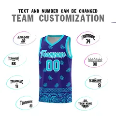 Royal Bright Green Cashew Pattern Basketball Uniform Jersey 32