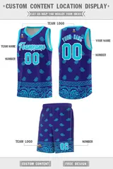 Royal Bright Green Cashew Pattern Basketball Uniform Jersey 33