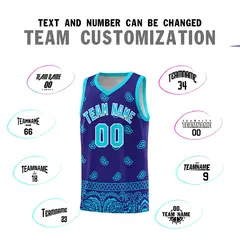 Royal Bright Green Cashew Pattern Basketball Uniform Jersey 39