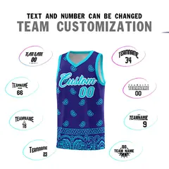 Royal Bright Green Cashew Pattern Basketball Uniform Jersey 4
