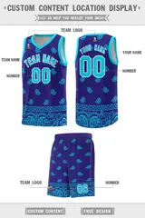 Royal Bright Green Cashew Pattern Basketball Uniform Jersey 40