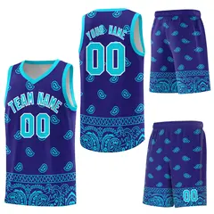 Royal Bright Green Cashew Pattern Basketball Uniform Jersey 41