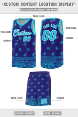 Royal Bright Green Cashew Pattern Basketball Uniform Jersey 5