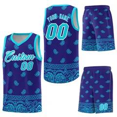 Royal Bright Green Cashew Pattern Basketball Uniform Jersey 6