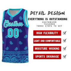 Royal Bright Green Cashew Pattern Basketball Uniform Jersey 9