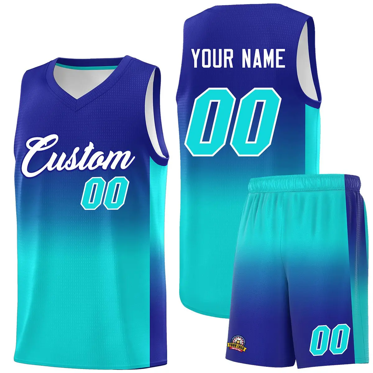 Royal Bright Green Gradient Sports Basketball Jersey