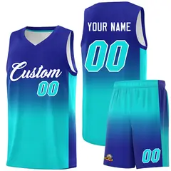 Royal Bright Green Gradient Sports Basketball Jersey 1