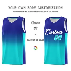 Royal Bright Green Gradient Sports Basketball Jersey 3
