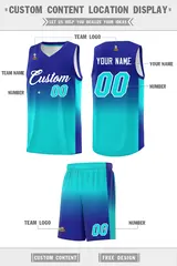 Royal Bright Green Gradient Sports Basketball Jersey 5