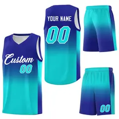 Royal Bright Green Gradient Sports Basketball Jersey 7