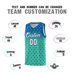 Royal Bright Green Gradient Star Pattern Basketball Jersey Set 4