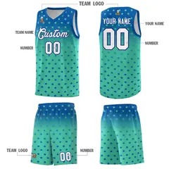 Royal Bright Green Gradient Star Pattern Basketball Jersey Set 5
