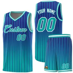 Royal Bright Green Gradient Stripe Basketball Jersey 1