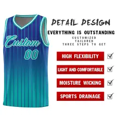 Royal Bright Green Gradient Stripe Basketball Jersey 2
