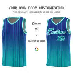 Royal Bright Green Gradient Stripe Basketball Jersey 3