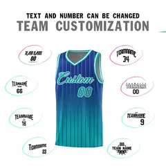 Royal Bright Green Gradient Stripe Basketball Jersey 4