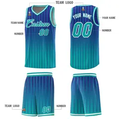 Royal Bright Green Gradient Stripe Basketball Jersey 5
