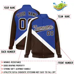 Royal Brown Raglan Varsity Full-Snap Letterman Baseball Jacket 2