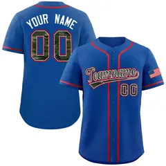 Royal Camo Font Authentic Baseball Jersey
