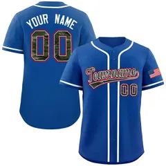 Royal Camo Font Authentic Baseball Jersey
