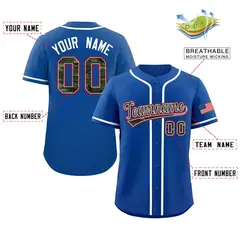 Royal Camo Font Authentic Baseball Jersey 2