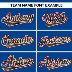 Royal Camo Font Authentic Baseball Jersey 3