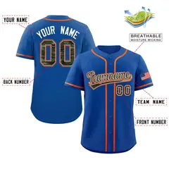 Royal Camo Font Authentic Baseball Jersey 2