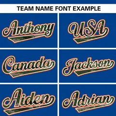 Royal Camo Font Authentic Baseball Jersey 3