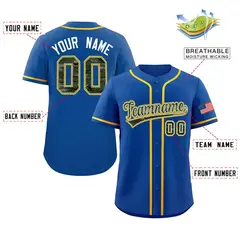 Royal Camo Font Authentic Baseball Jersey 2