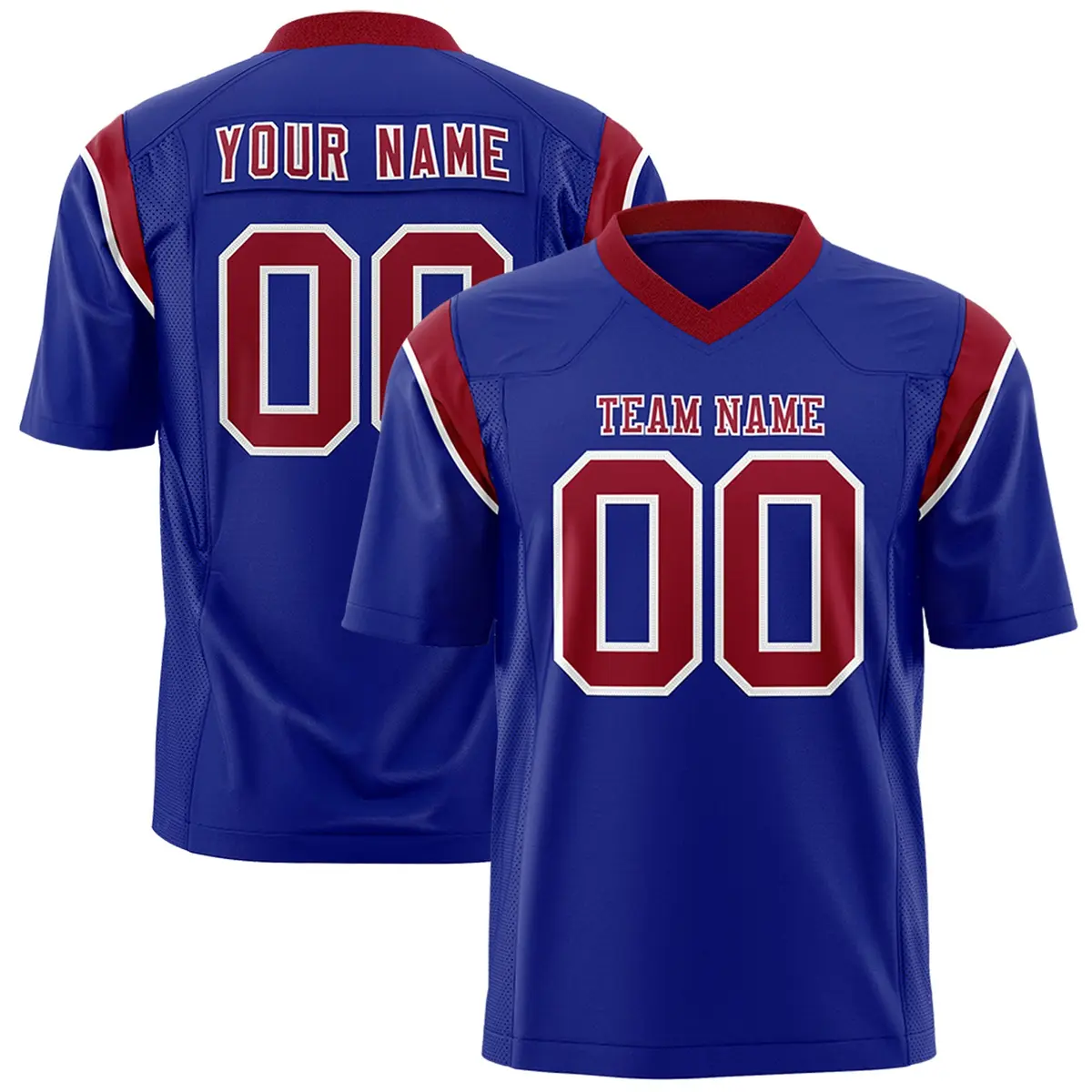Royal Cardinal Shoulder Cut Two-Tone Flag Football Jersey