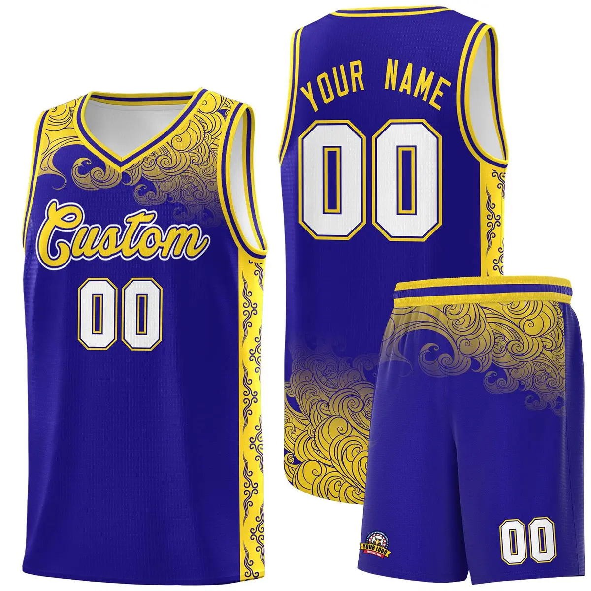 Royal Cloud Pattern Sports Uniform Basketball Jersey Set
