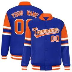 Royal Color Block Varsity Full-Snap Letterman Jacket