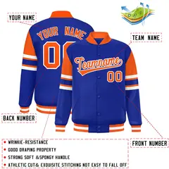 Royal Color Block Varsity Full-Snap Letterman Jacket 2
