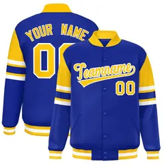 Royal Color Block Varsity Full-Snap Letterman Jacket