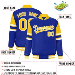 Royal Color Block Varsity Full-Snap Letterman Jacket 2