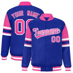 Royal Color Block Varsity Full-Snap Letterman Jacket