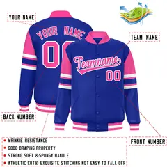 Royal Color Block Varsity Full-Snap Letterman Jacket 2