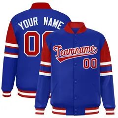 Royal Color Block Varsity Full-Snap Letterman Jacket 1