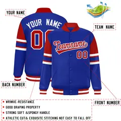 Royal Color Block Varsity Full-Snap Letterman Jacket 2