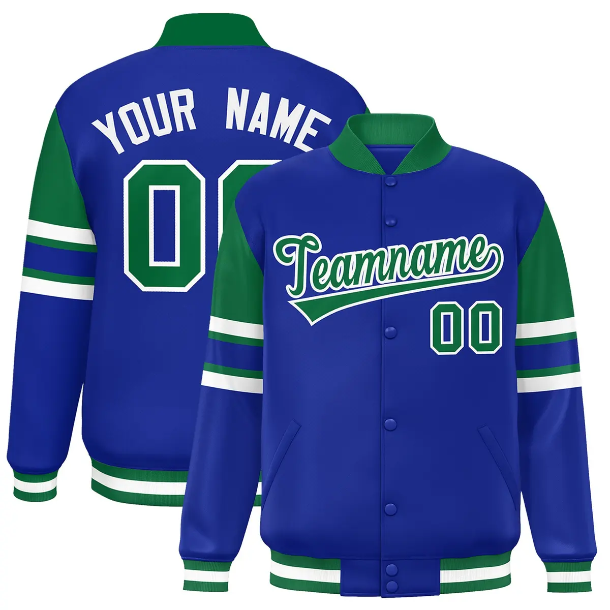 Royal Color Block Varsity Full-Snap Letterman Jacket