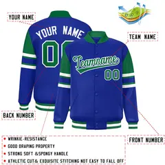 Royal Color Block Varsity Full-Snap Letterman Jacket 2