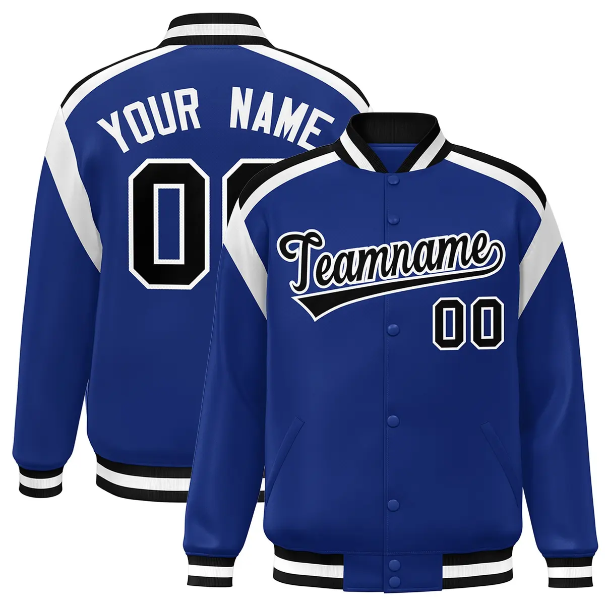 Royal Color Block Varsity Full-Snap Letterman Jacket