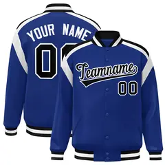 Royal Color Block Varsity Full-Snap Letterman Jacket 1