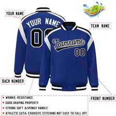 Royal Color Block Varsity Full-Snap Letterman Jacket 2