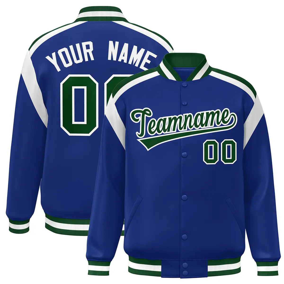 Royal Color Block Varsity Full-Snap Letterman Jacket