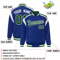 Royal Color Block Varsity Full-Snap Letterman Jacket 2