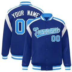 Royal Color Block Varsity Full-Snap Letterman Jacket 1