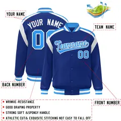 Royal Color Block Varsity Full-Snap Letterman Jacket 2