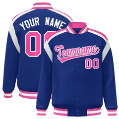 Royal Color Block Varsity Full-Snap Letterman Jacket 1